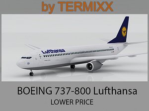 3d airplane boeing 737-800 lufthansa model