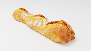 Baguette or French bread with cheese model