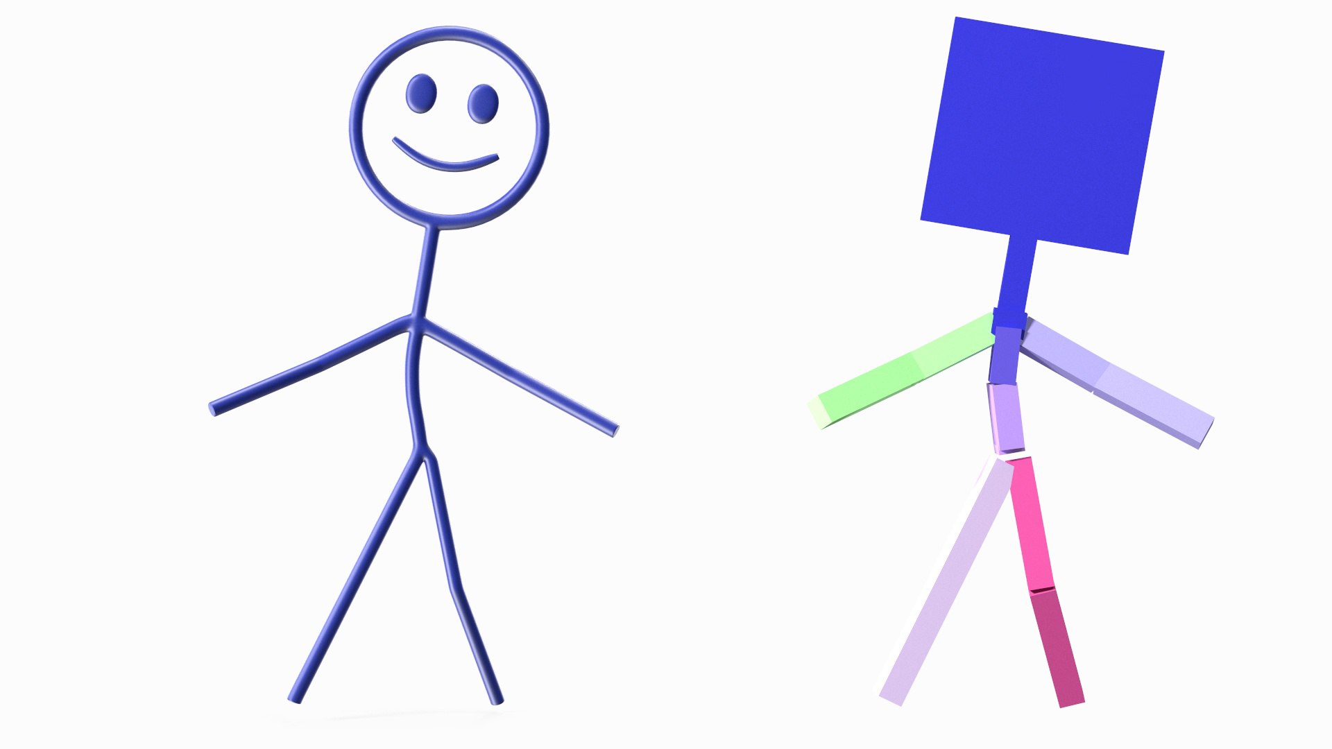 Stick Figure Blue Rigged Model - TurboSquid 2076218