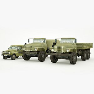 UAZ 469 and Ural 4320 lowpoly collection