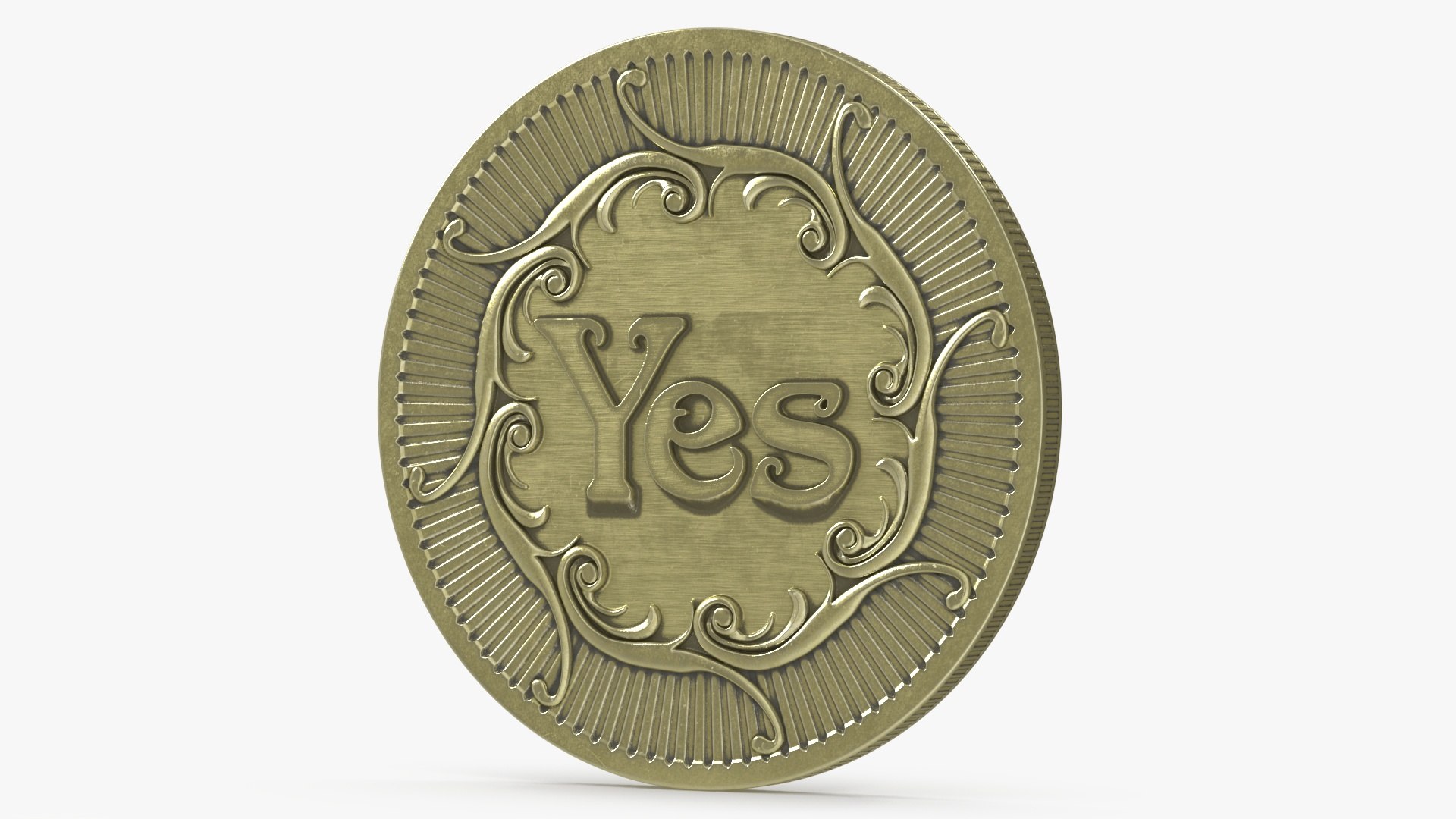 Decision Making Coin Yes No Bronze 3D model preview