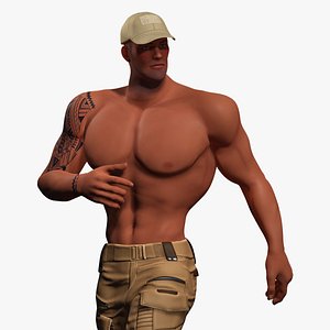 Muscle Stylized Strongman Bodyguard Commander Low-poly 3D model 3D model