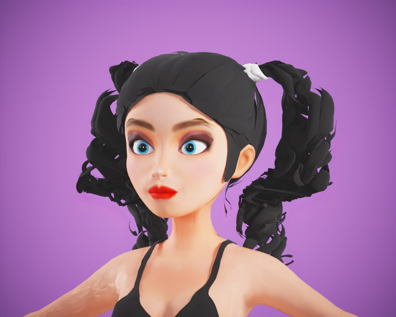 Free 3D Cartoon Game Rigged Girl - TurboSquid 2214433