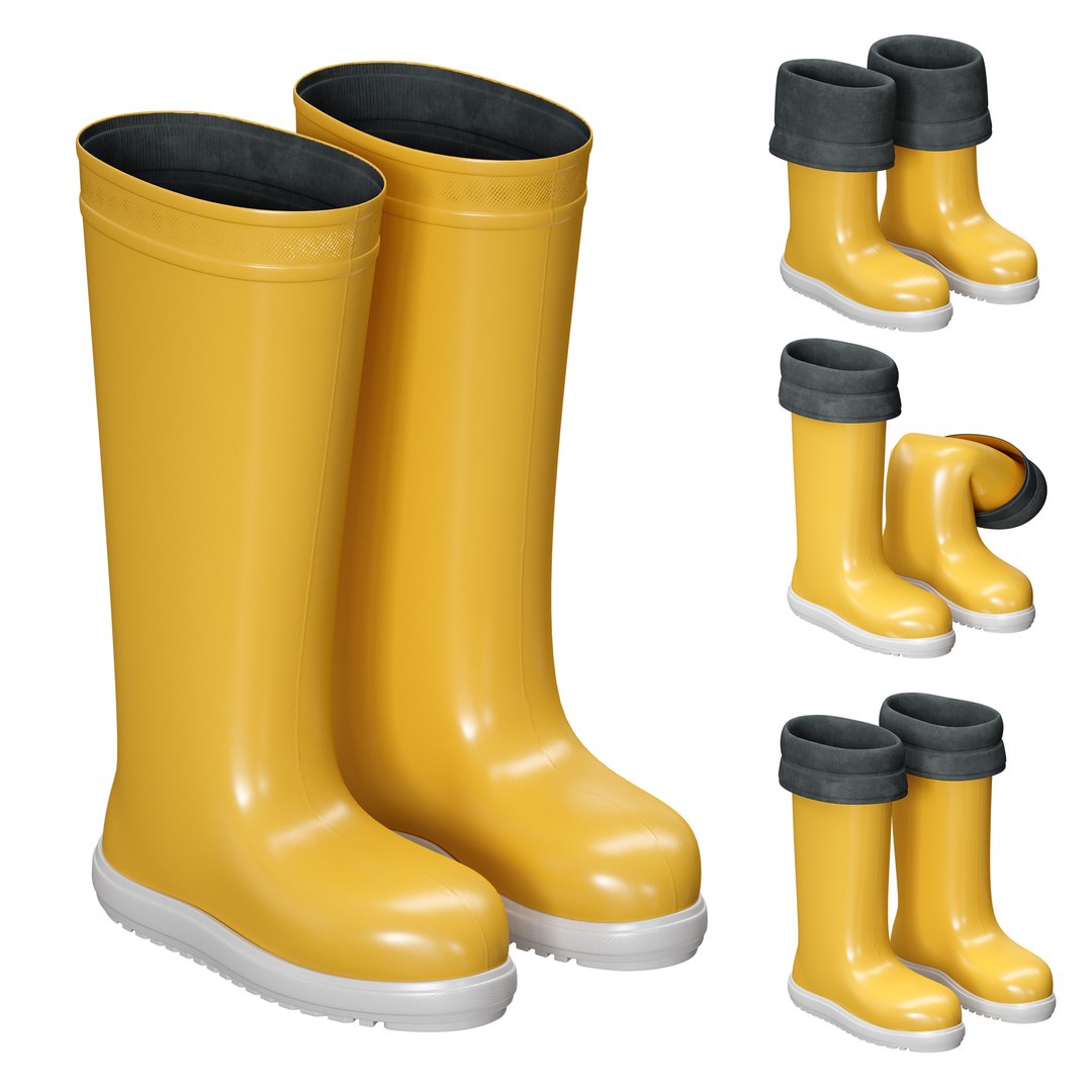 3D model Yellow rubber boots - TurboSquid 2160819