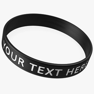 Custom Text Silicone Wristband 3D model