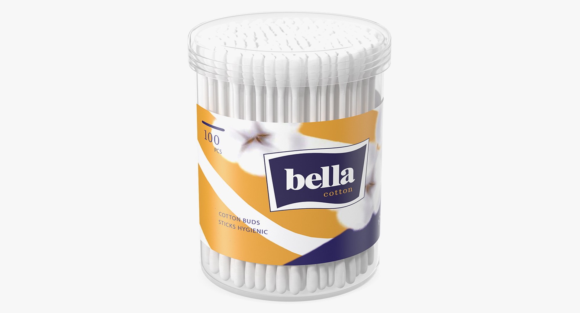 Plastic Cotton Swabs Round Box 3D Model 3D model preview