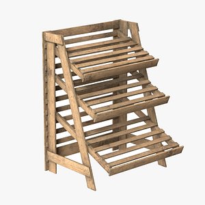 Fruits Large Wooden Rack 3D model