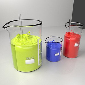 150ml, 250ml and 800ml Glass Beaker with Liquid 2 and Rod