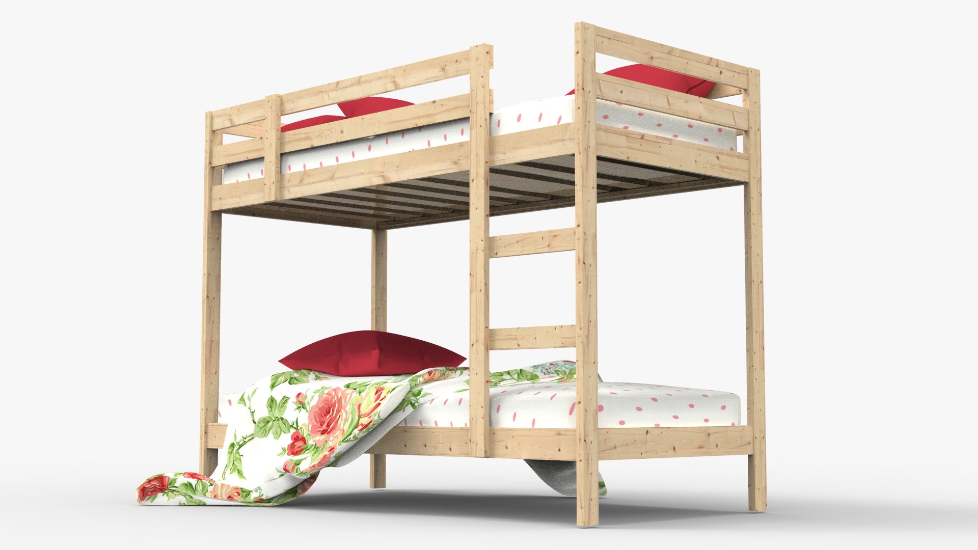 Wood Bunk Bed 3D Model - TurboSquid 1992475