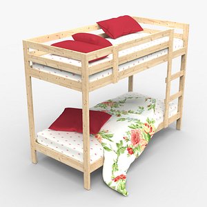 Wood Bunk Bed 3D model