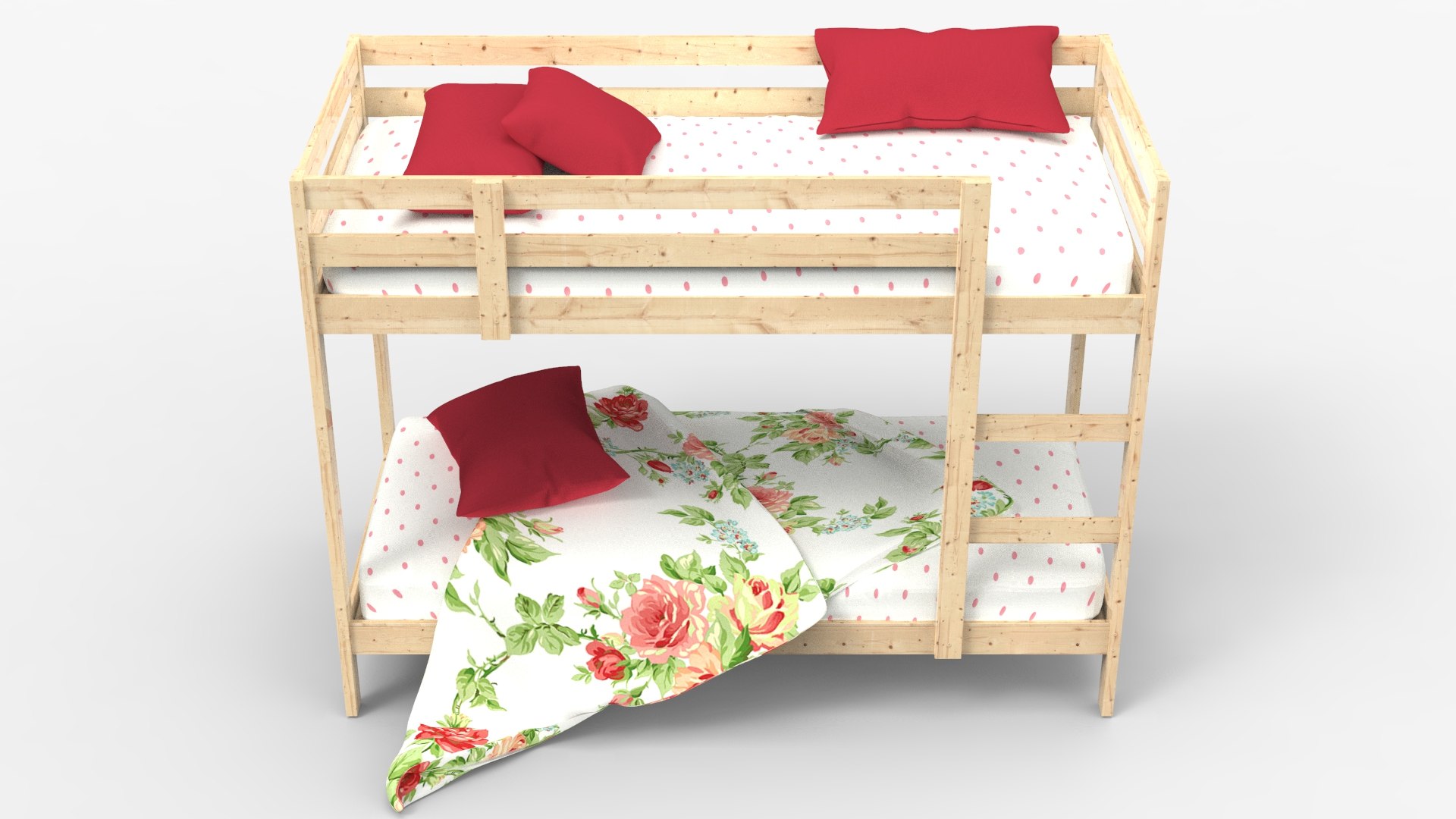 Wood Bunk Bed 3D Model - TurboSquid 1992475