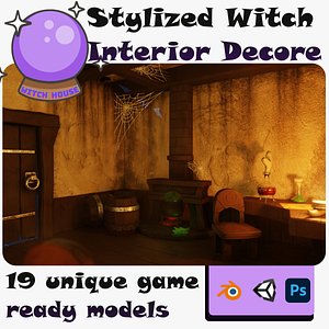 Stylized Witch Interior Decore 3D model