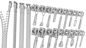 Multiple Zipper Sliders and Pullers Pack for Clothing and Bags 3D model