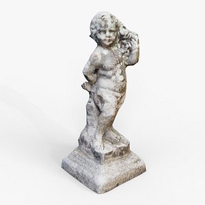 3D Weathered Cherub Angel Statue model
