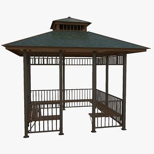 Iron Wood Garden Pergola - Gazebo 07 model