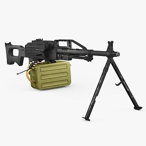 3D model Heavy Machine Gun Pecheneg with Ammunition Box