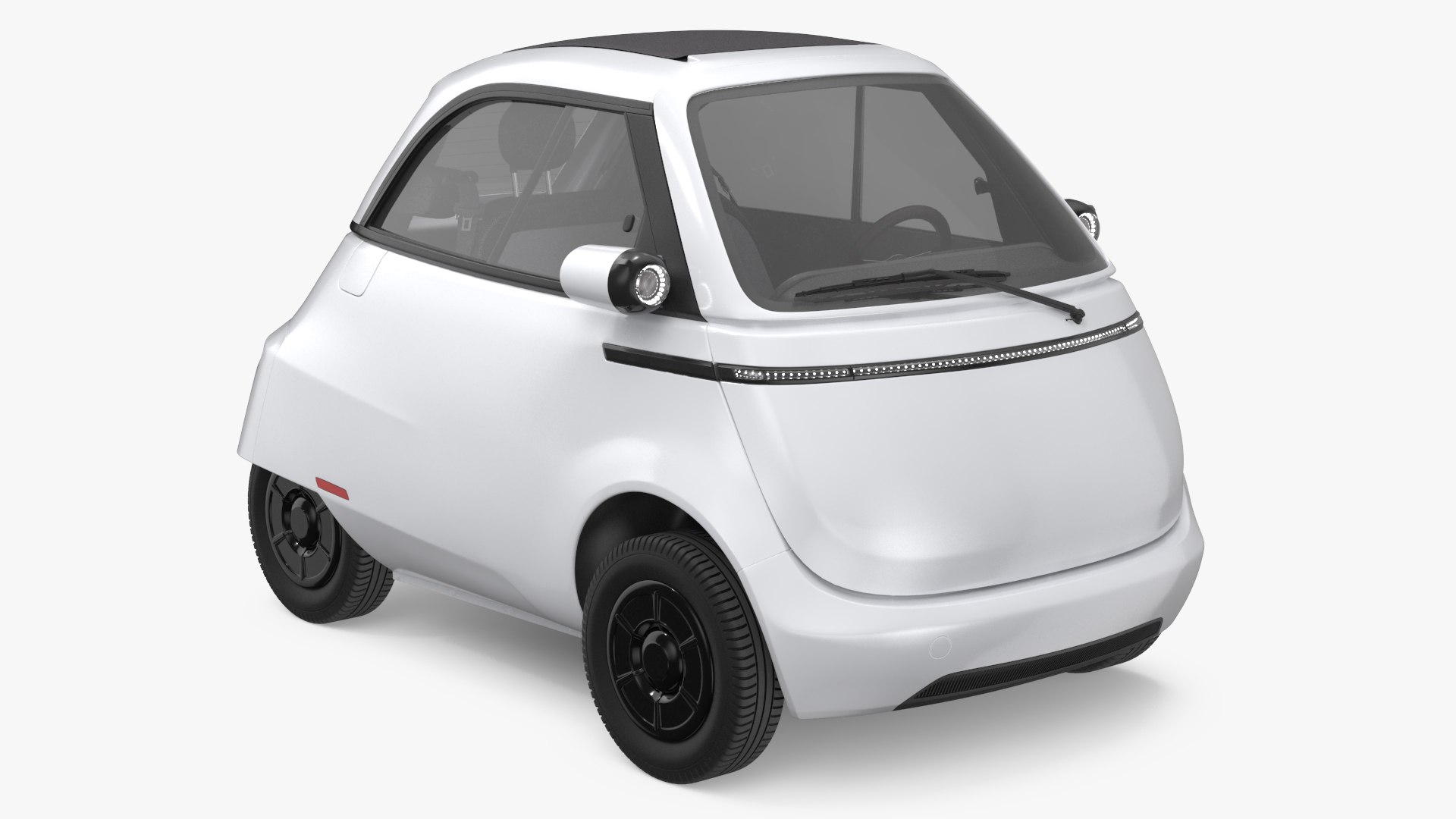 Retro-Style Urban Electric Microcar White 3D model preview