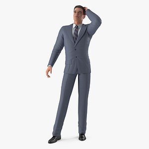 3D model man business suit standing