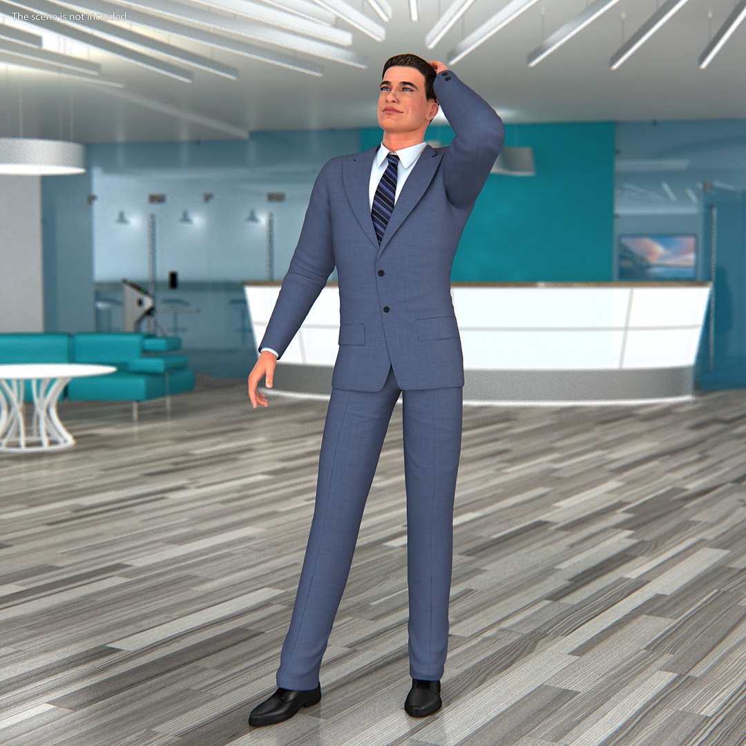 Man in Business Suit Standing Pose 3D model preview