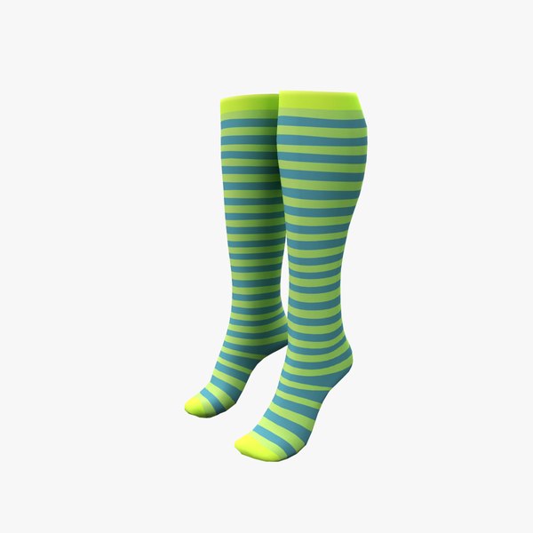 Striped High Socks 3D model