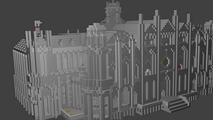 block-style castle obj