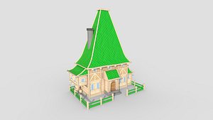 Medieval Building A12 Cartoon Green - Scenery Backdrop House 3D
