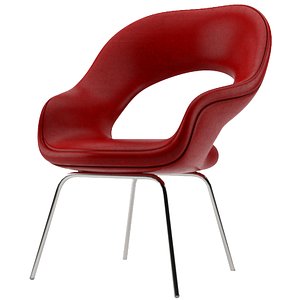 3D Modern Red Leather Armchair