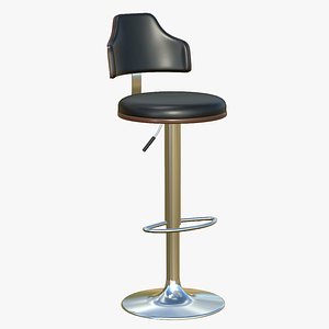 3D Stool Chair Black Leather V35 model