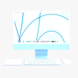 3D Apple iMac 24-inch 2021 blue set 3d model