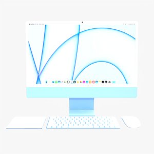 Apple iMac 24-inch 2021 blue set 3d model