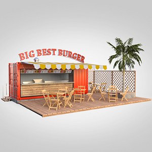 burger shipping container food 3D model