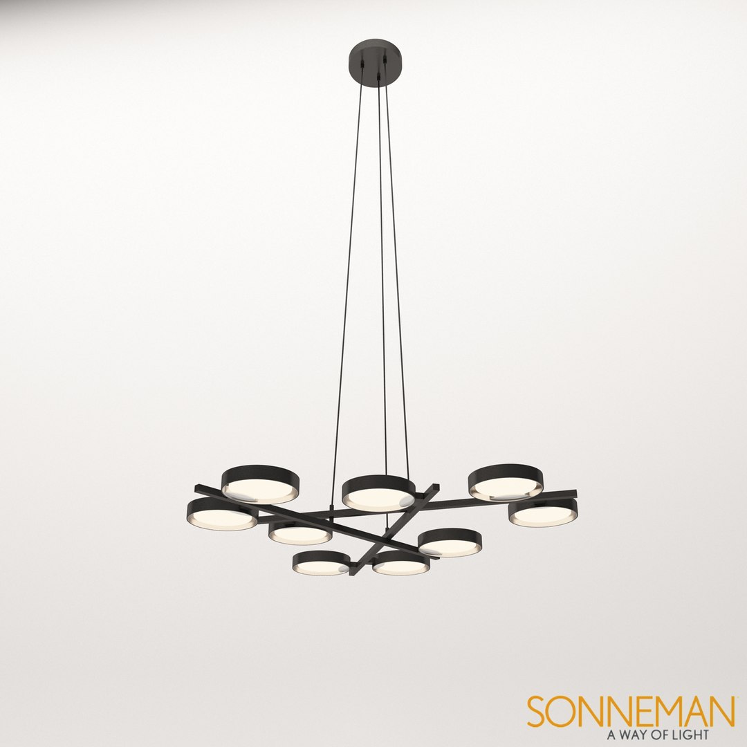 modèle 3D de SONNEMAN LIGHT GUIDE RING PENDENTIF LED À 9 LUMIÈRES ...