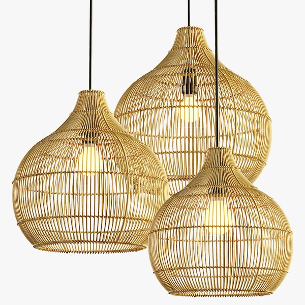 3D Aliexpress modern rattan chandelier model