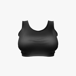 3D Sleeveless Black Cut Out Scoop Neck Crop Top model