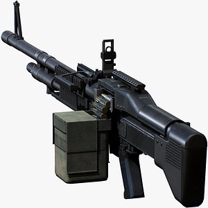 3D M60E4 Machine Gun - LowPoly Mobile Ready model