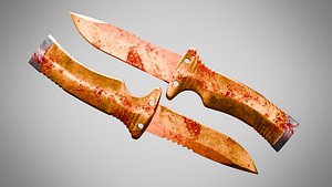 3D model Knife 7 Orange Peel FT With Blood