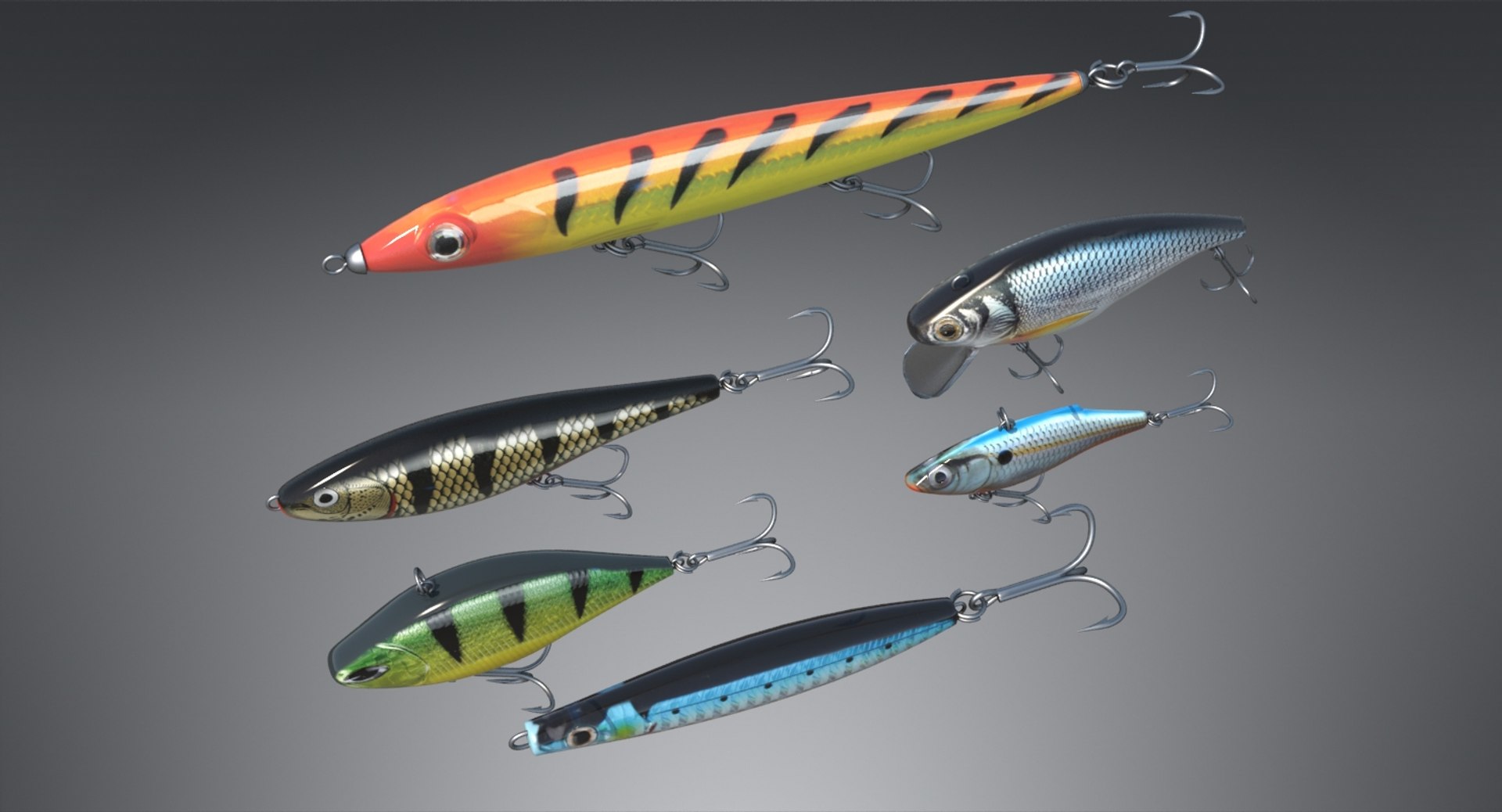 fishing lures 3D https://p.turbosquid.com/ts-thumb/cu/aX3pfh/Dtq5x942/5/jpg/1497377691/1920x1080/fit_q87/41b91a4b839b9216eed7c08635afedf5ffd0f18b/5.jpg
