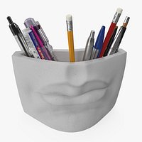 Michelangelo David lips decor Gypsum with Pens