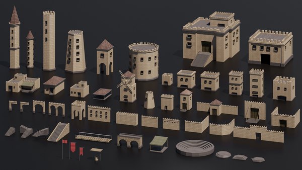 50 low poly castle kitbash 2014 3D model