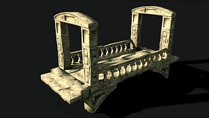 old ancient stone bridge lowpoly printable model