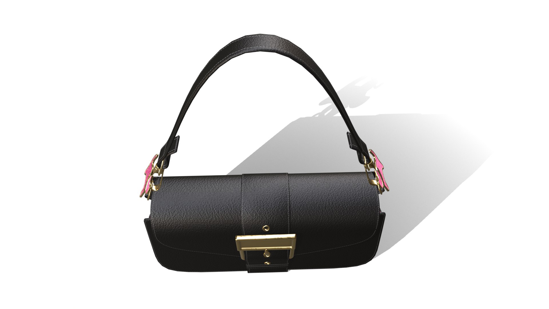 3D model Black leather handbag with cat pendent - TurboSquid 1902897