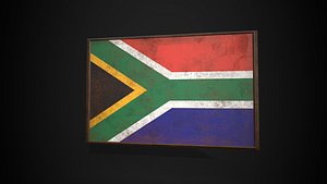 Old Picture Frame With South Africa  Flag - Game Ready PBR Low-poly 3D Model model