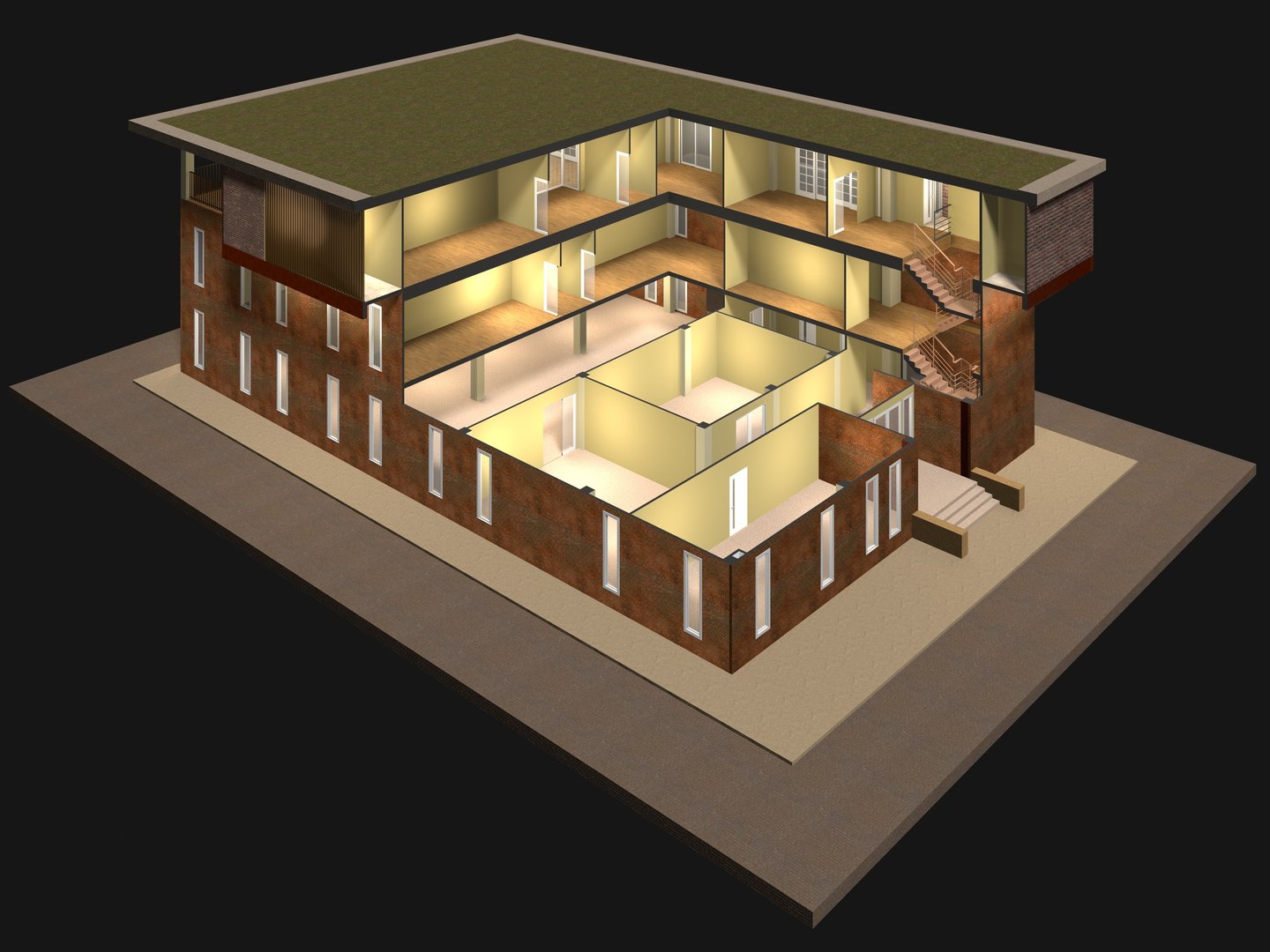 3D Building In Cutaway Section - TurboSquid 2389546