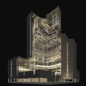 Building in cutaway section