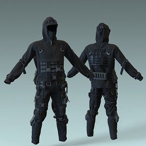 Tactical female outfit Marvelous Designer project 3D model