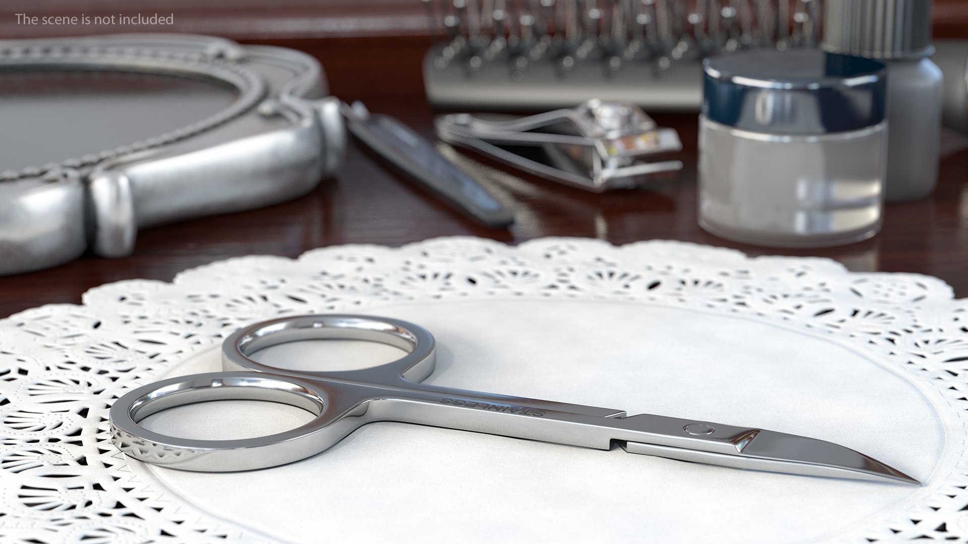Curved Manicure Scissors 3D model preview