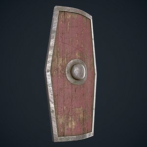 3D Old wooden shield Low-poly