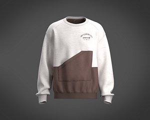 Mens diagonal pouch pocket sweatshirt with cut and sew color block