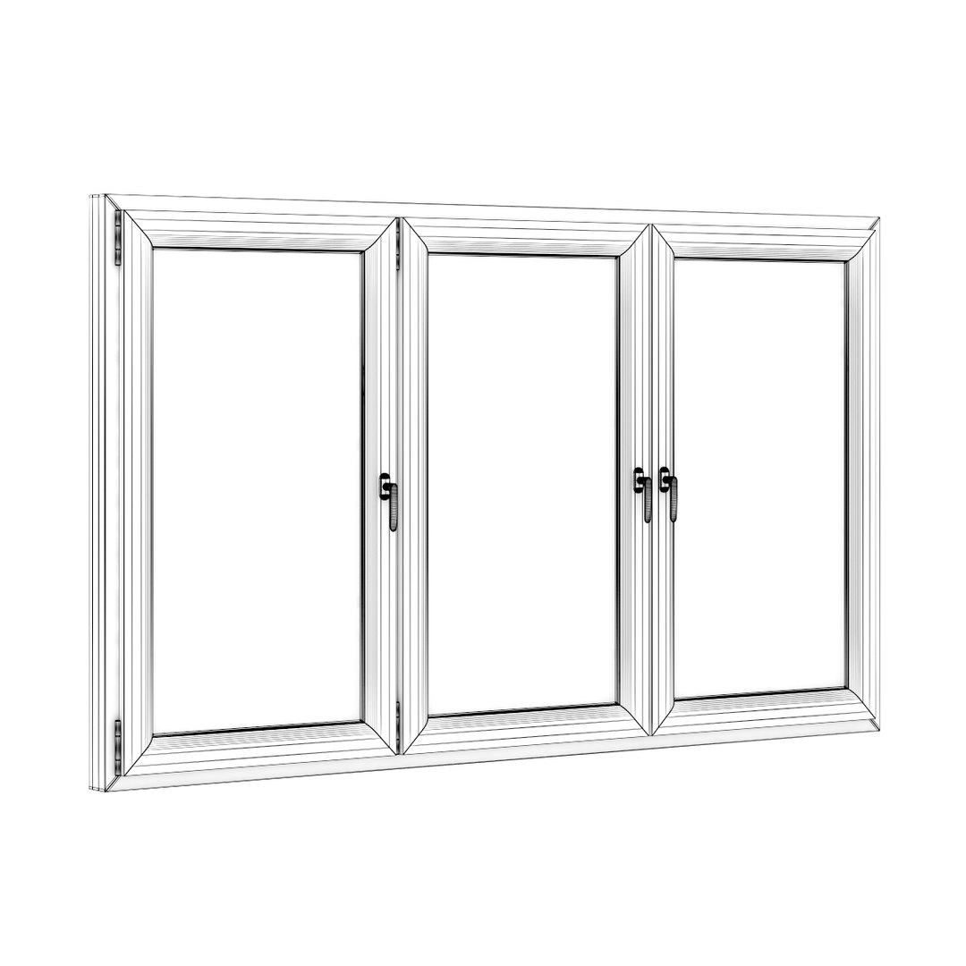 3d Model Openable Wooden Window 2570mm