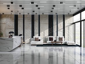 Modern Lobby Reception Interior Design 3D model2